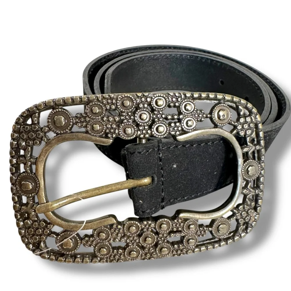Free People Bohemian Witchy Suede Leather Soledad Jeans Belt Black NWT XS Small